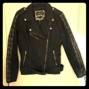 Tripp Joan Jett moto jacket corset sleeve